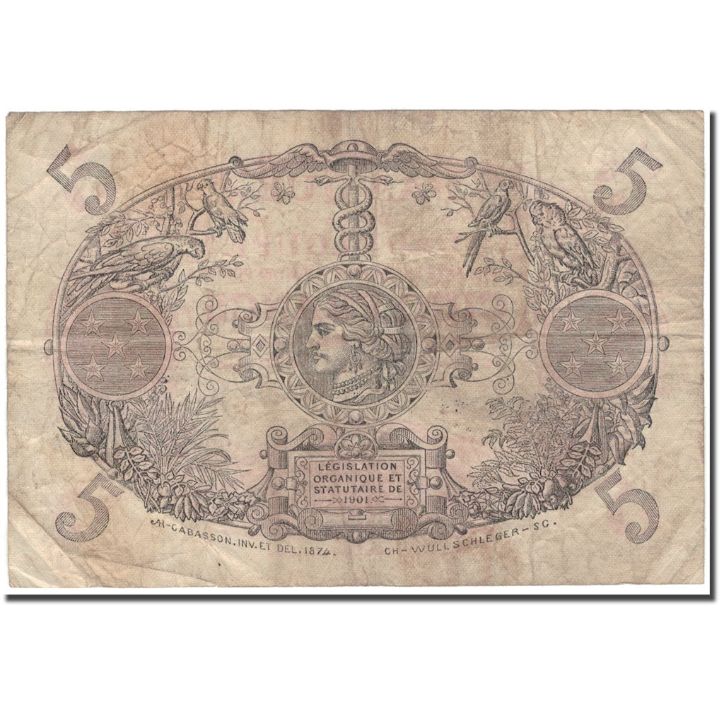 Banknote, Guadeloupe, 5 Francs, KM:7e, VF(20-25)