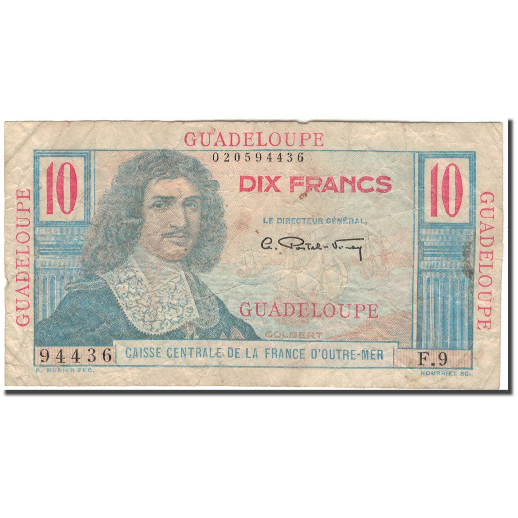 Guadeloupe, 10 Francs, F(12-15), KM:32