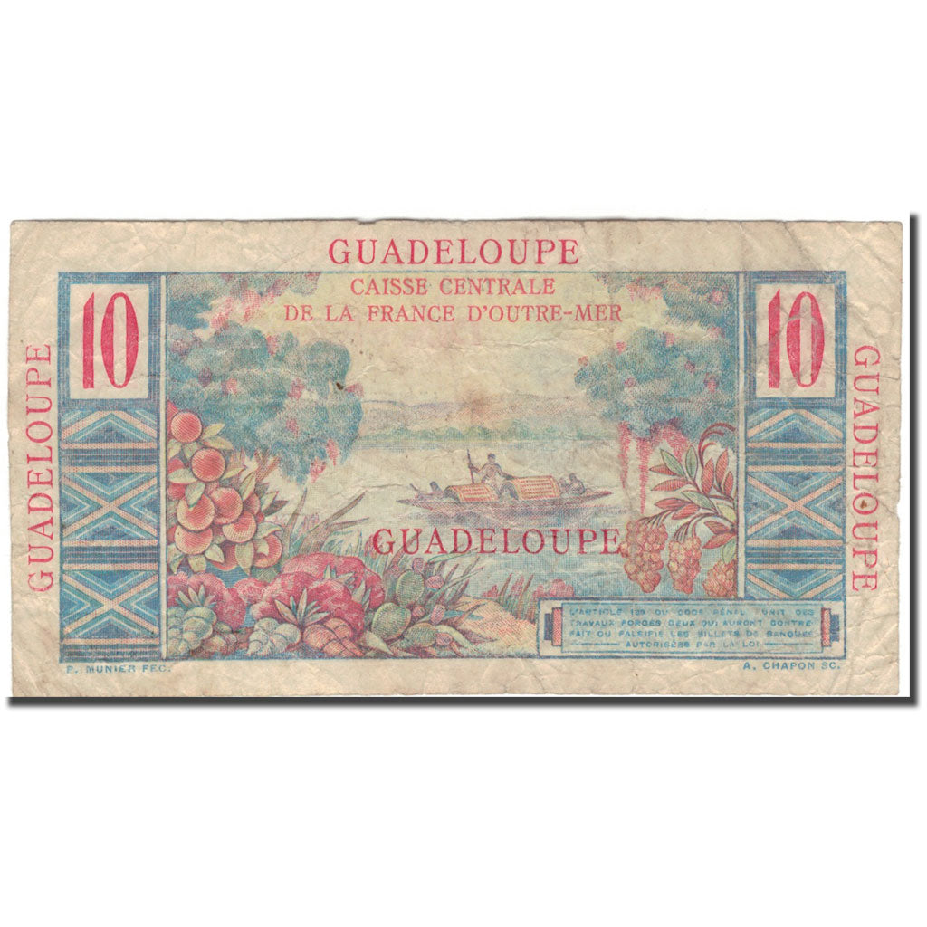 Guadeloupe, 10 Francs, F(12-15), KM:32