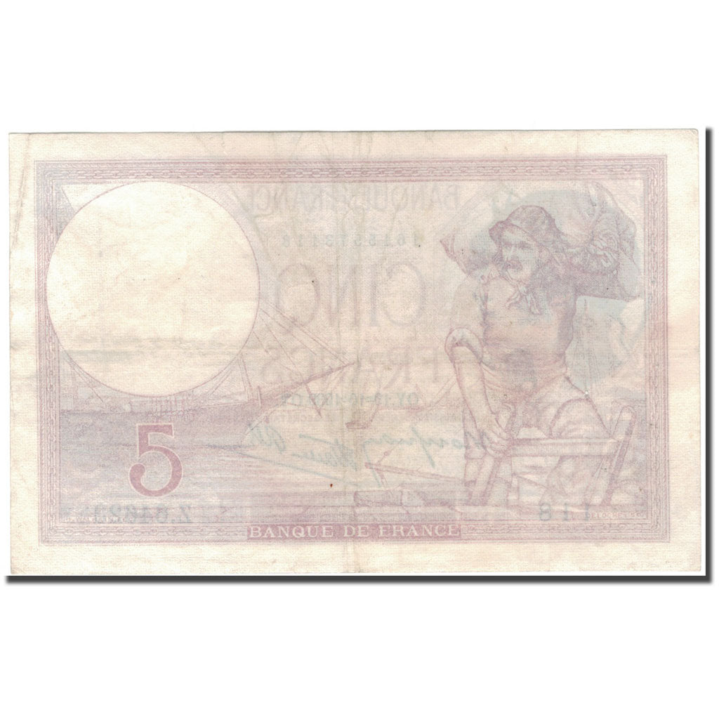France, 5 Francs, 5 F 1917-1940 ''Violet'', 1939-10-19, VF(30-35), Fayette:4.12