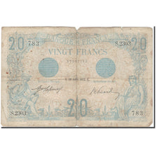 France, 20 Francs, 20 F 1905-1913 ''Bleu'', 1912-07-29, VG(8-10), Fayette:10.2