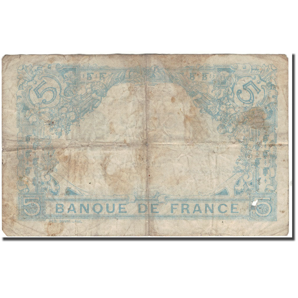 Francia, 5 Francs, 5 F 1912-1917 ''Bleu'', 1916, B, Fayette:2bis.4, KM:70
