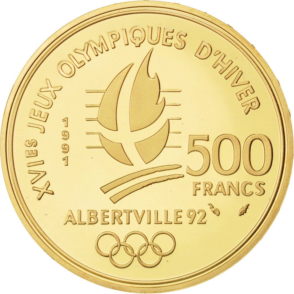 FRANCE, 500 Francs, 1991, Paris, KM #1000, MS(65-70), Gold, 17.00