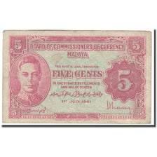 Banknote, MALAYA, 5 Cents, 1941-07-01, KM:7a, VF(20-25)