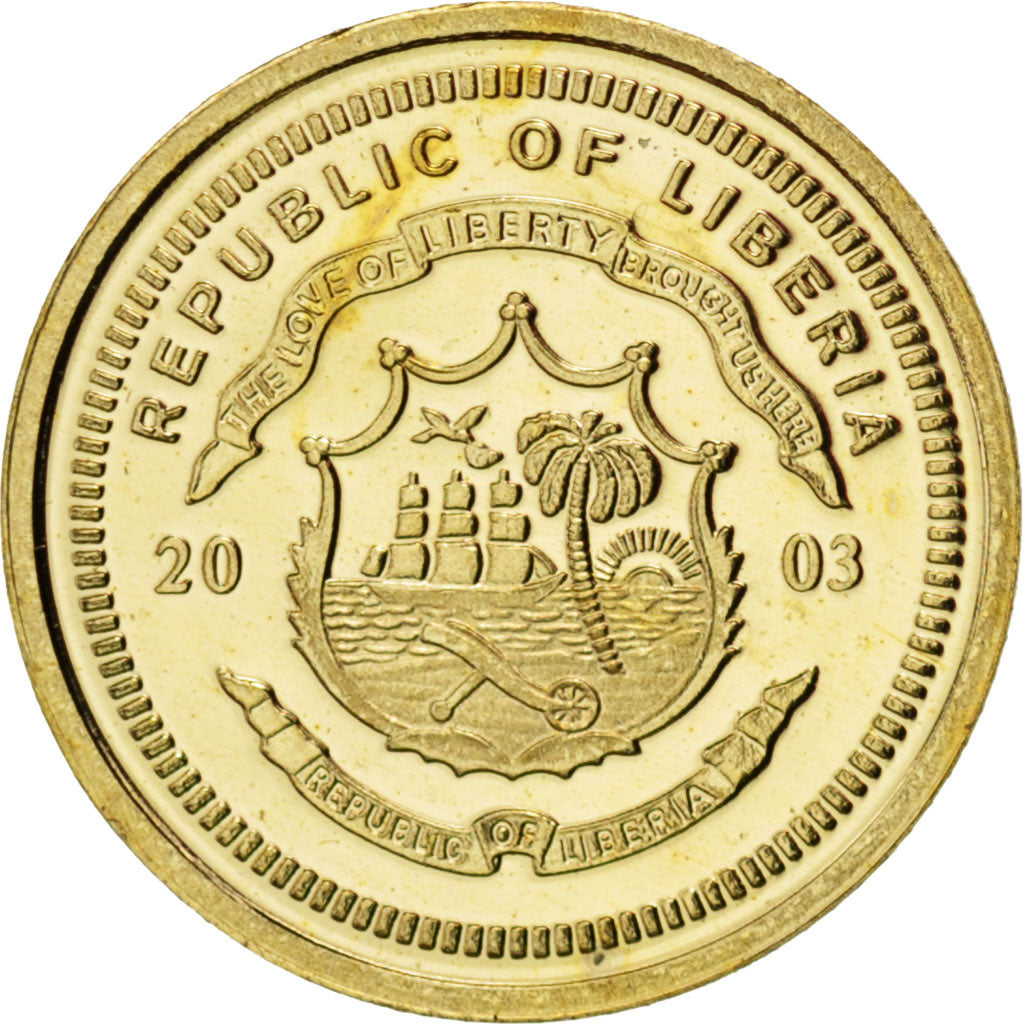 Liberia, 10 Dollars, 2003, MS(65-70), Gold, 0.50