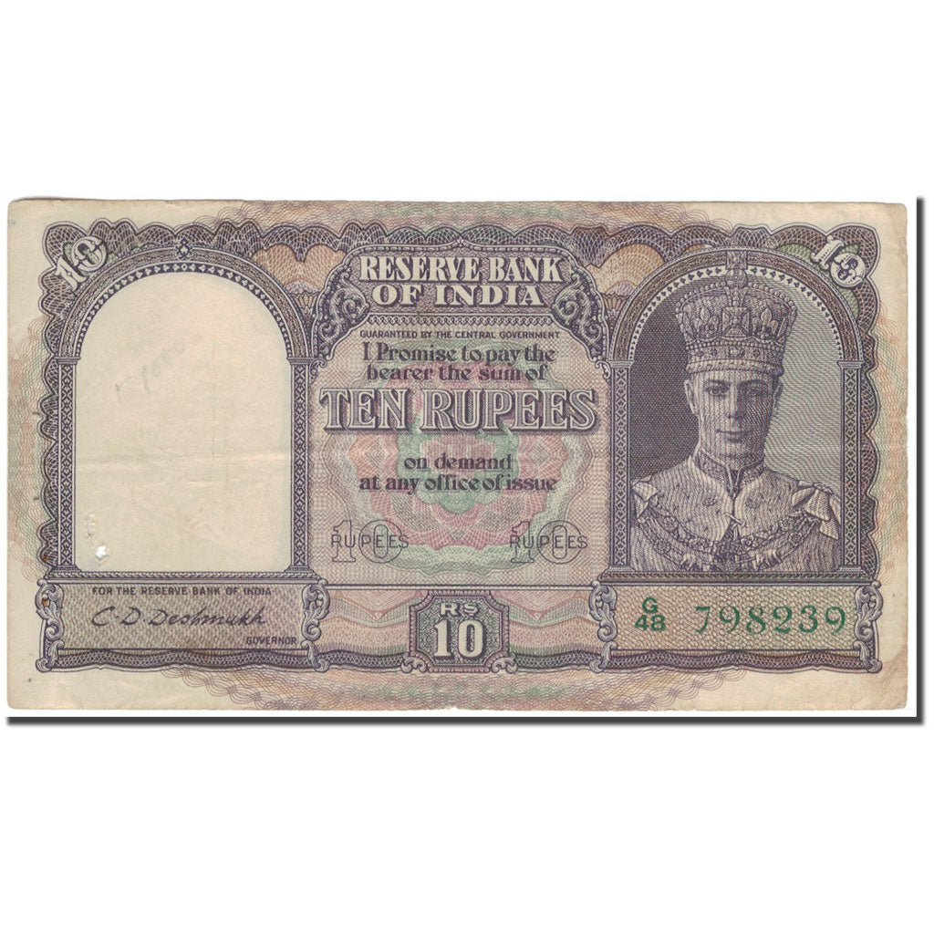 Banknote, India, 10 Rupees, KM:24, VF(30-35)