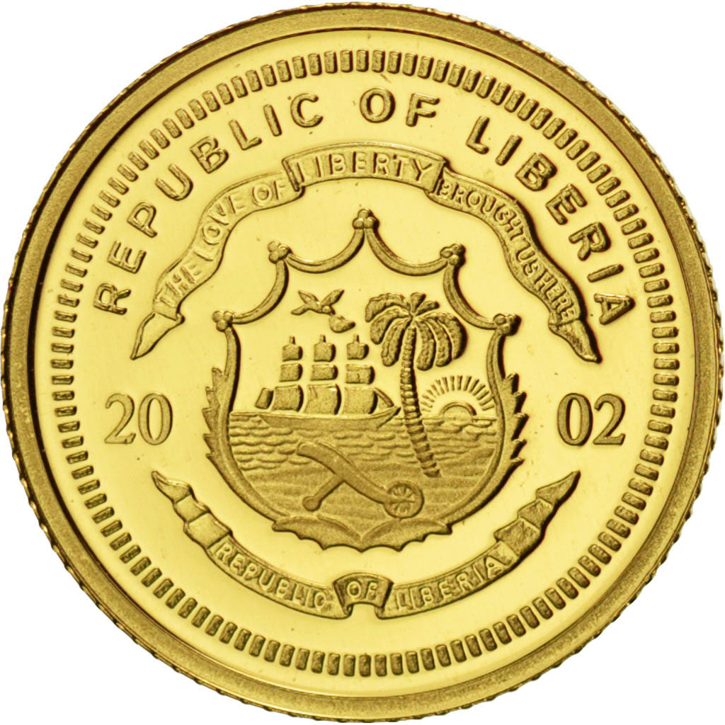 Liberia, 25 Dollars, 2002, MS(65-70), Gold, 0.73