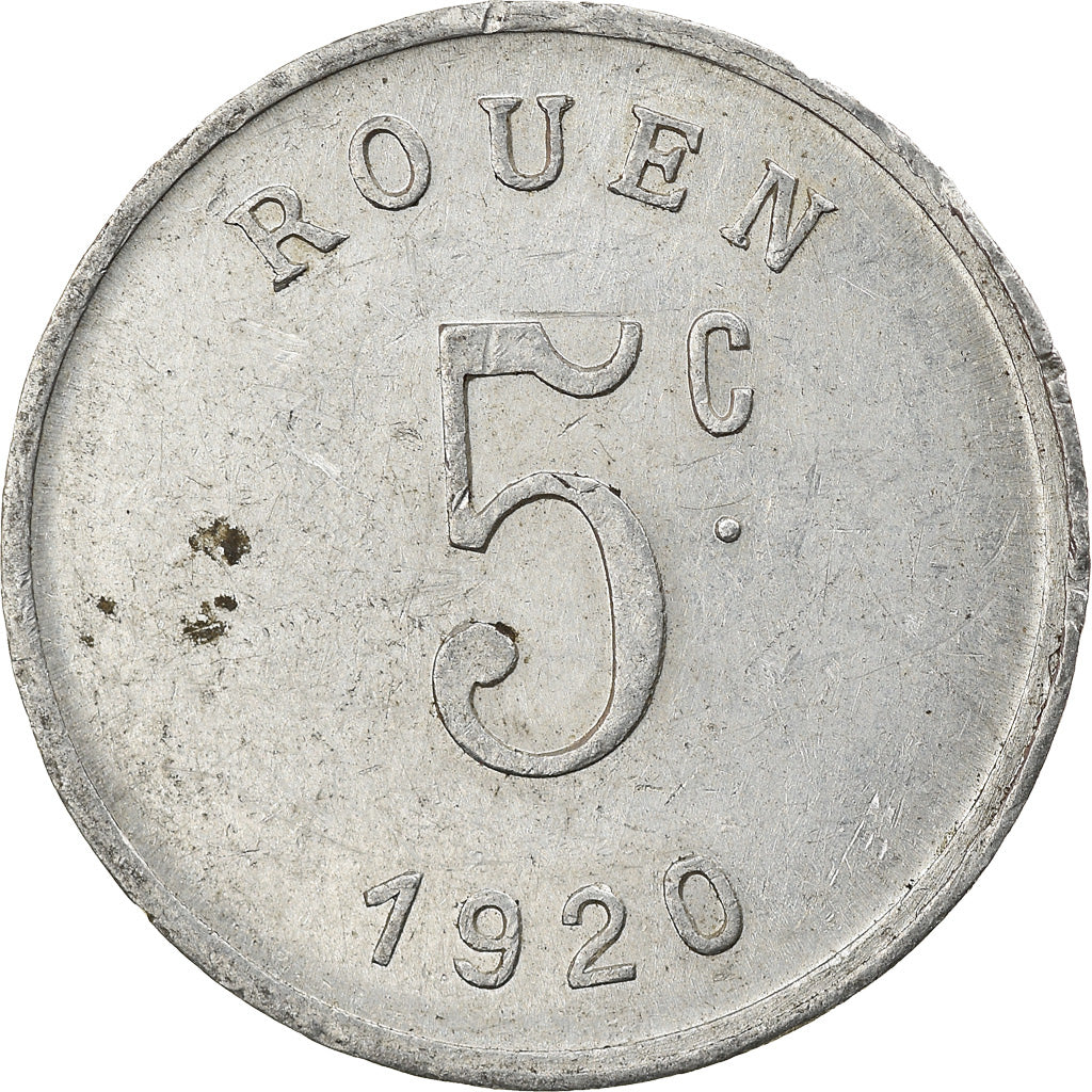 Coin, France, Chambre de Commerce, Rouen, 5 Centimes, 1920, EF(40-45)