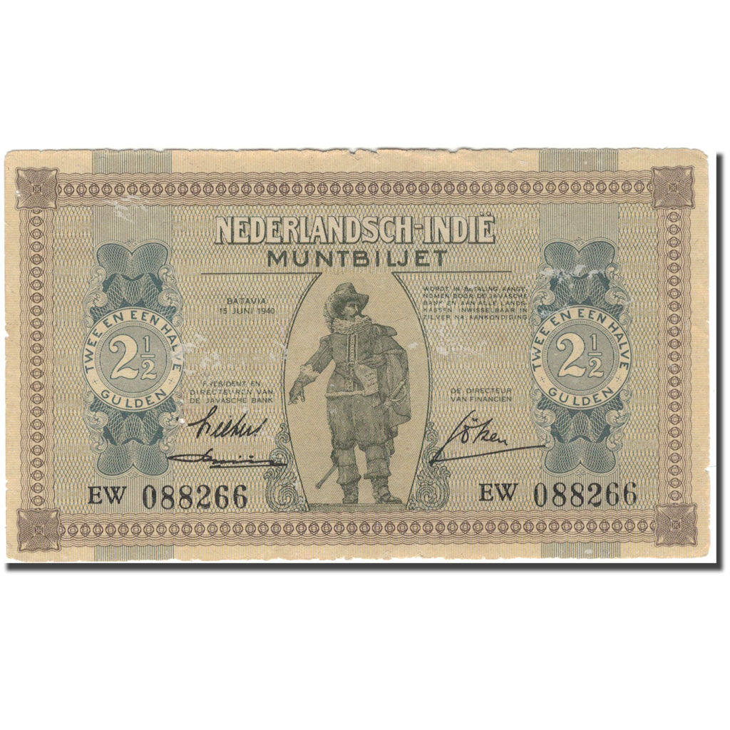 Banknote, Netherlands Indies, 2 1/2 Gulden, 1940-06-15, KM:109a, VF(30-35)