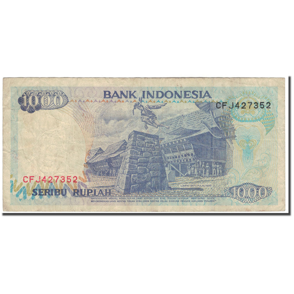 Banconote, Indonesia, 1000 Rupiah, 1992, KM:129g, B+