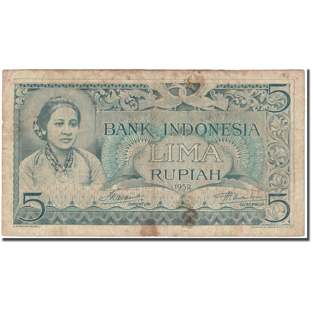 Banknote, Indonesia, 5 Rupiah, 1952, KM:42, VF(20-25)