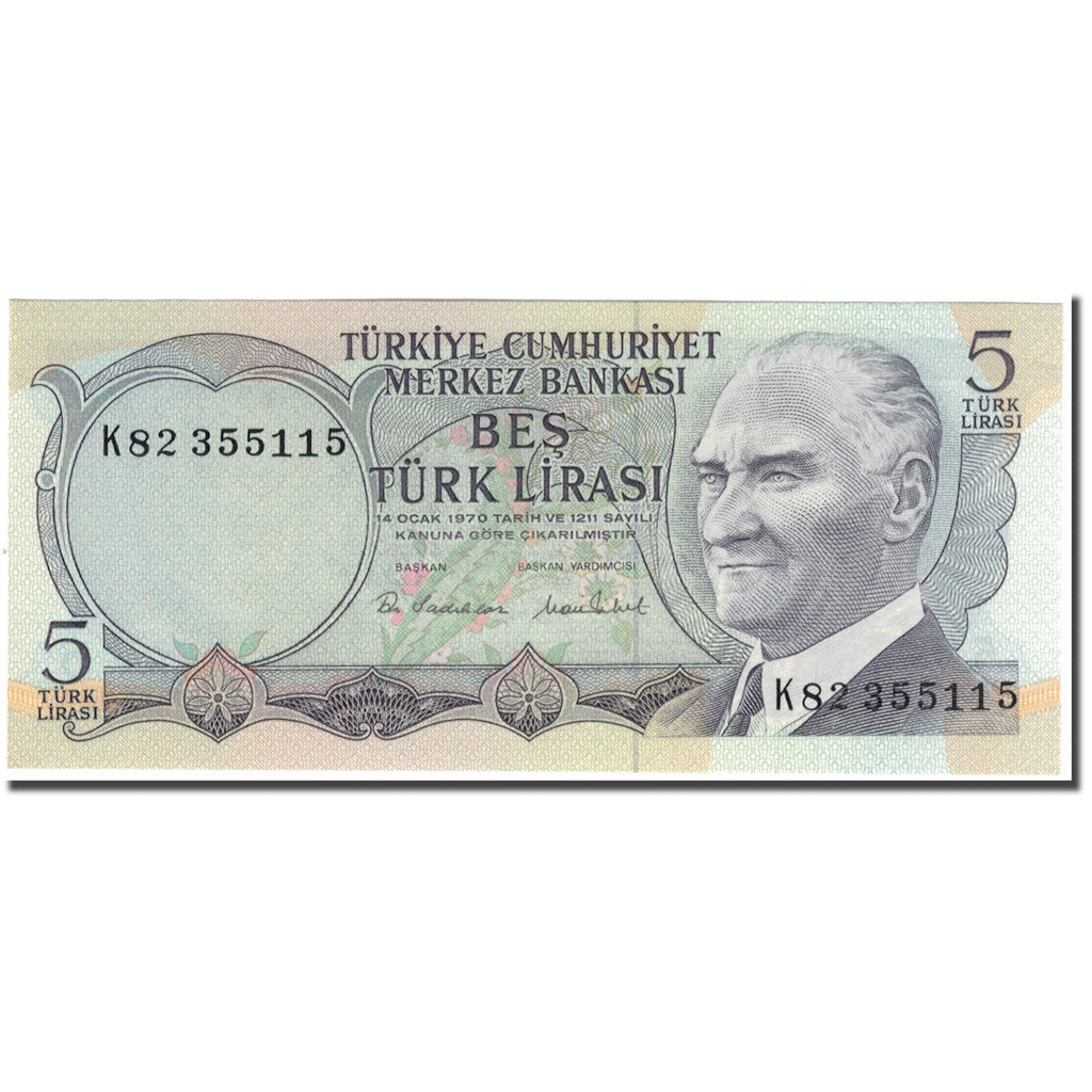 Biljet, Turkije, 5 Lira, 1970-10-14, KM:185, NIEUW