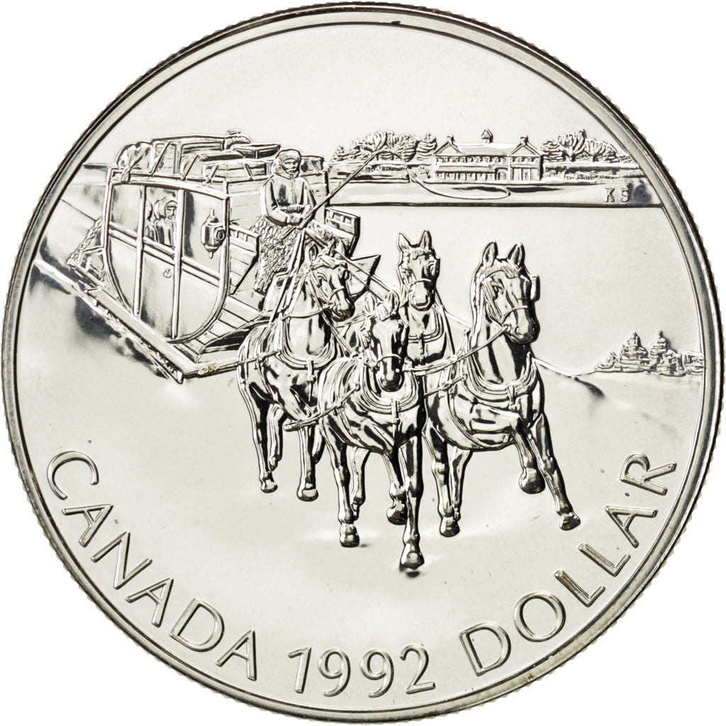 CANADA, Dollar, 1992, Royal Canadian Mint, KM #210, MS(65-70), Silver, 36, 25.12