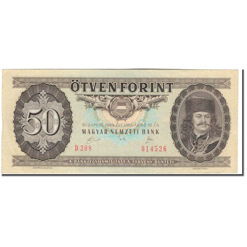 Banknote, Hungary, 50 Forint, 1989-01-10, KM:170h, AU(55-58)