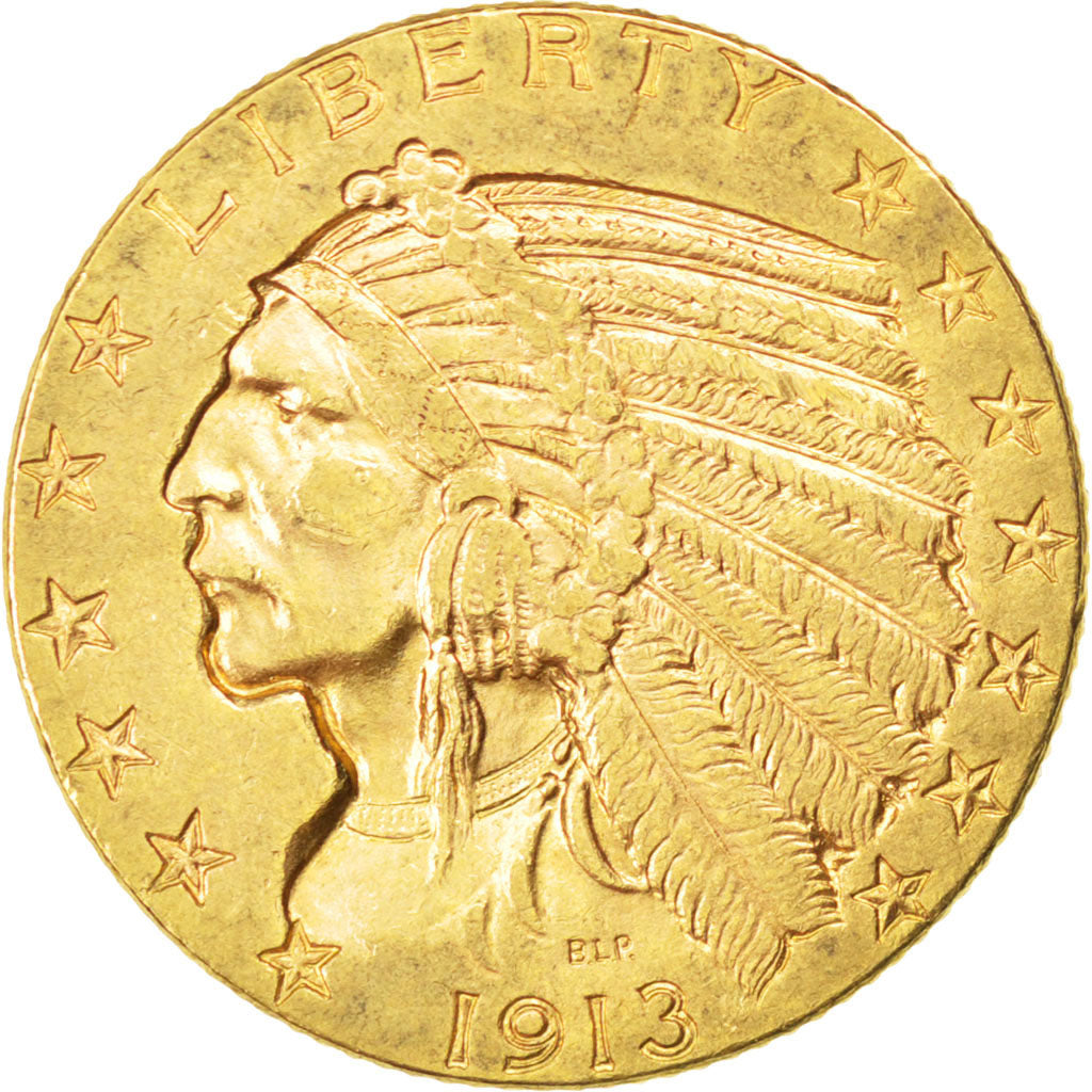 UNITED STATES, Indian Head, $5, Half Eagle, 1913, U.S. Mint, KM #129,...