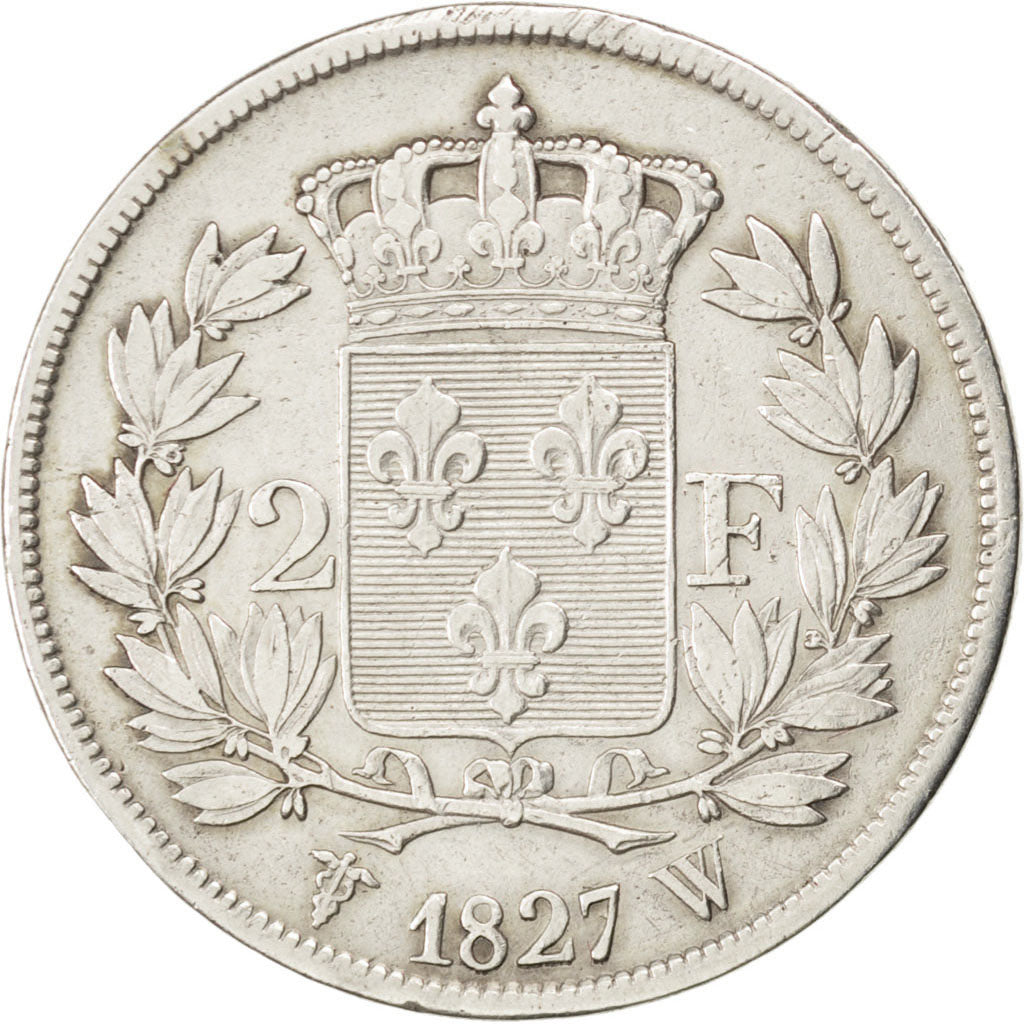 FRANCE, Charles X, 2 Francs, 1827, Paris, KM #725.1, EF(40-45), Silver, Gadoury.