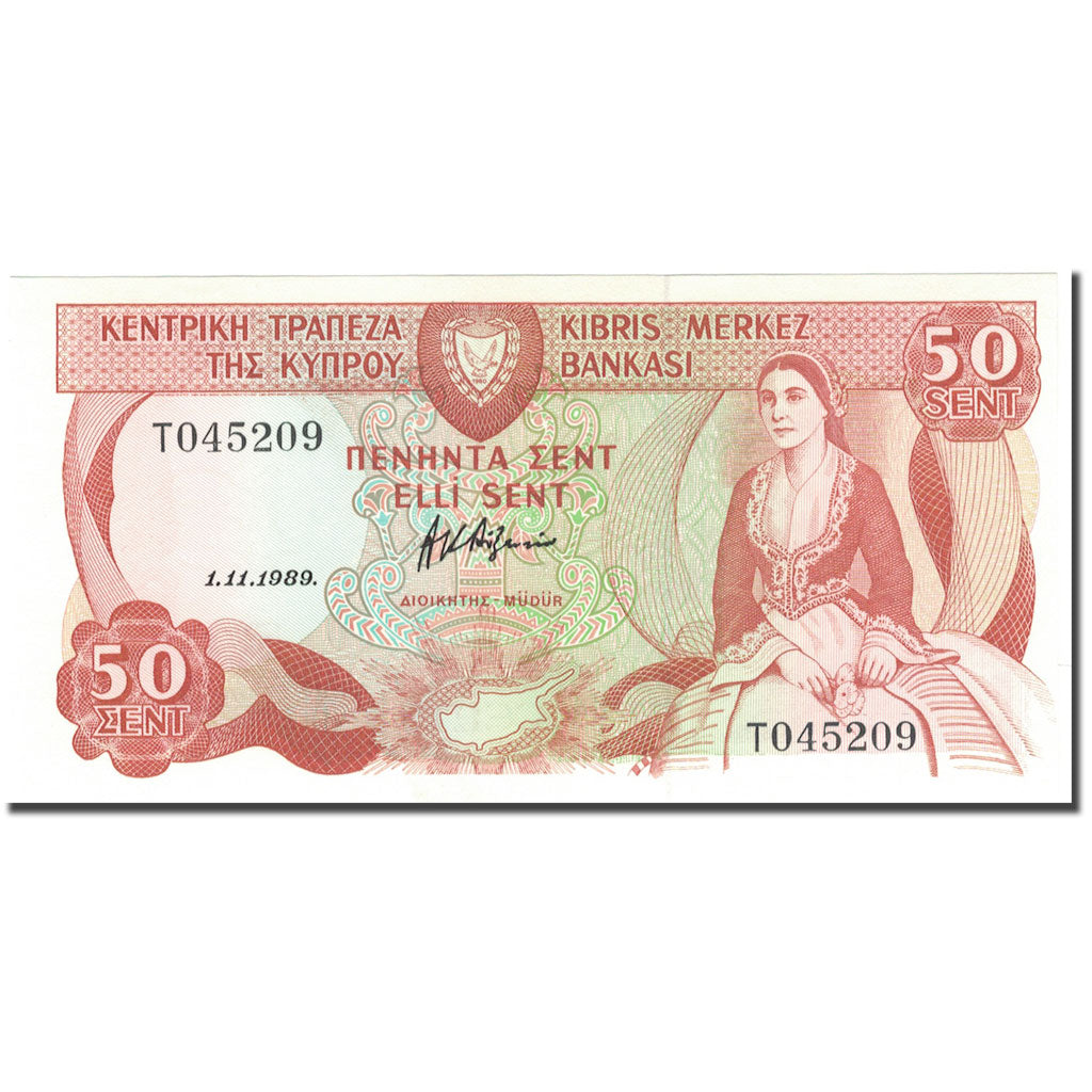 Billet, Chypre, 50 Cents, 1989-11-1, KM:52, NEUF