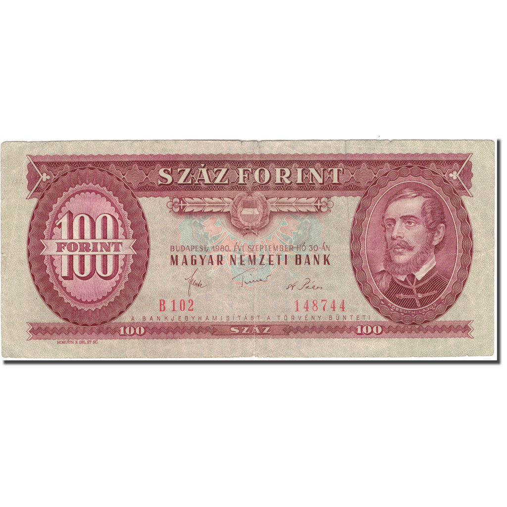 Banknote, Hungary, 100 Forint, 1980-09-30, KM:171f, VF(20-25)
