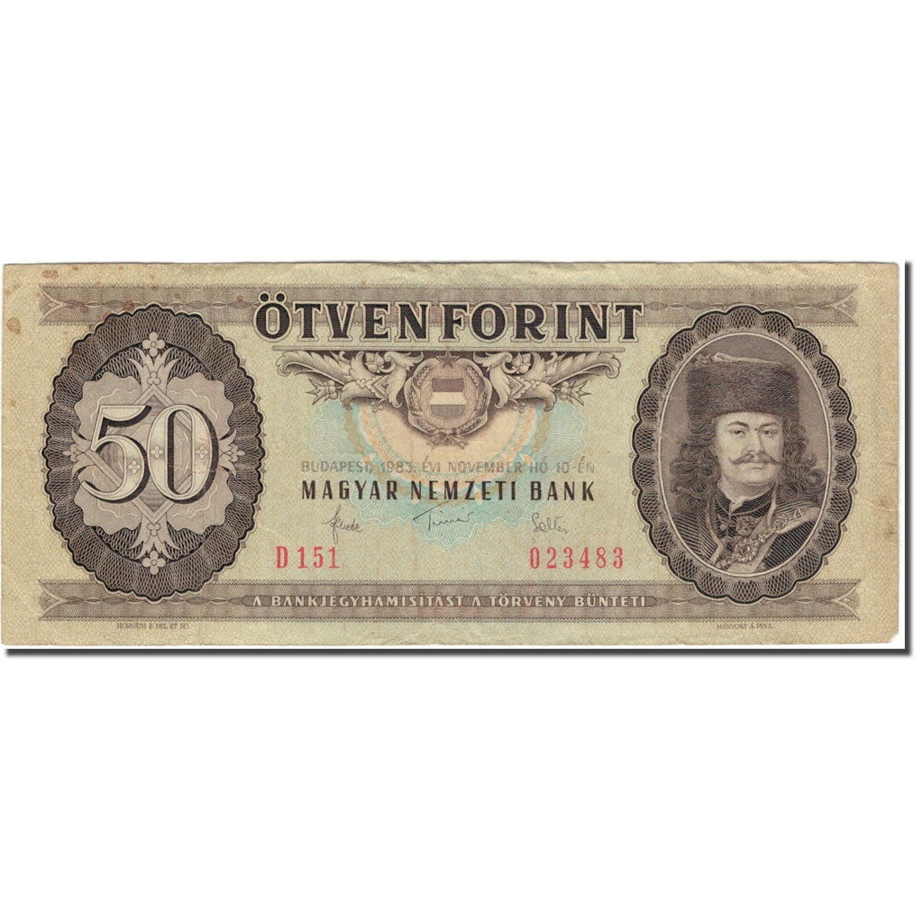 Banknot, Węgry, 50 Forint, 1983-11-10, KM:170f, VF(20-25)