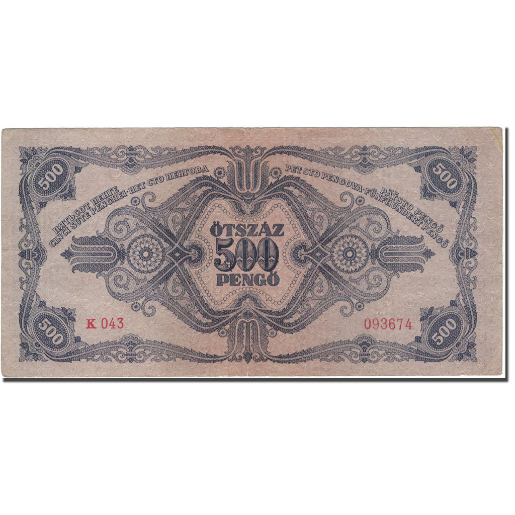 Banknot, Węgry, 500 Pengö, 1945-05-15, KM:117a, AU(50-53)