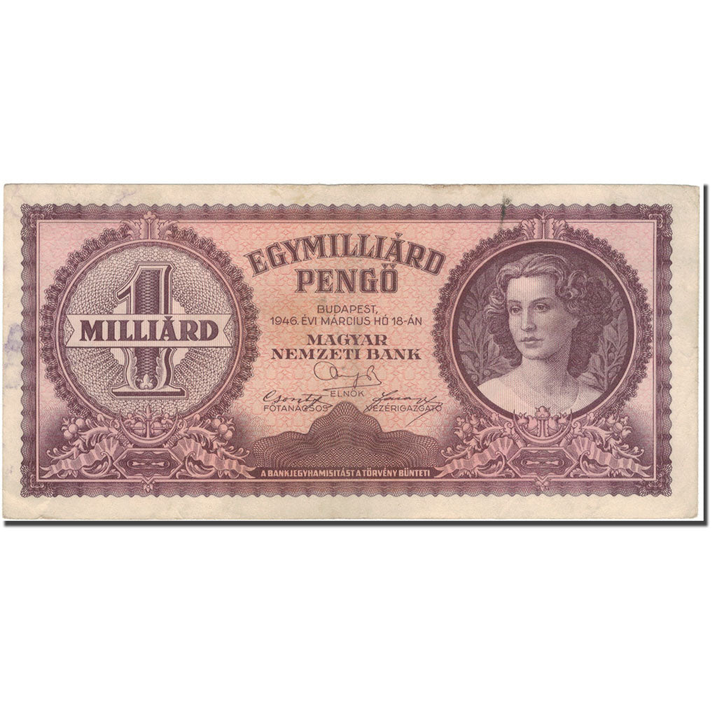 Banknote, Hungary, 1 Milliard Pengö, 1946-03-18, KM:125, AU(50-53)