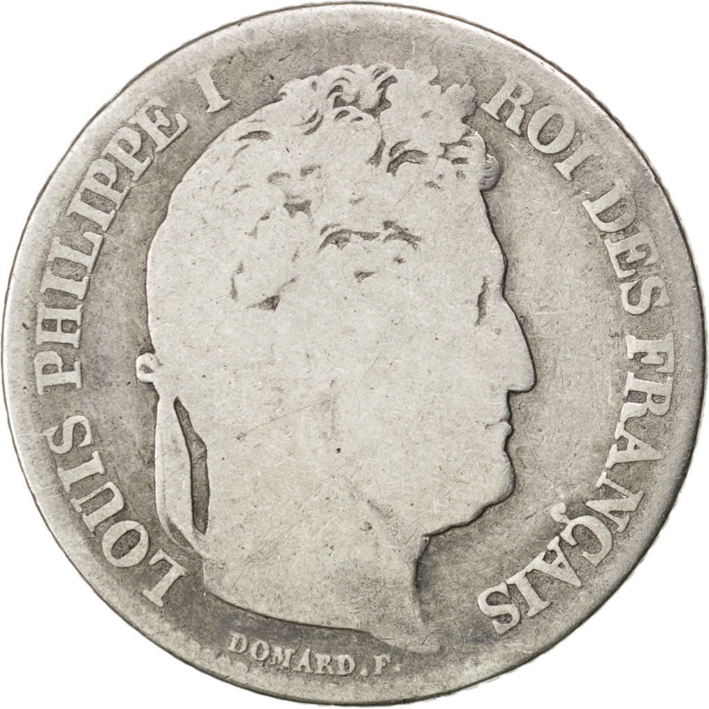 FRANCE, 1 Franc, 1844, Lille, KM #748.13, VG(8-10), Silver, Gadoury #453, 4.63