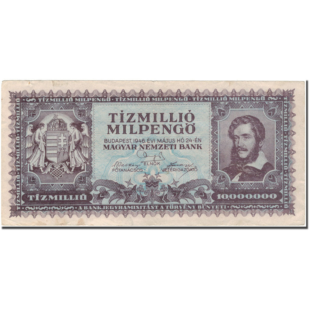 Banknote, Hungary, 10 Million Milpengö, 1946-05-24, KM:129, VF(20-25)