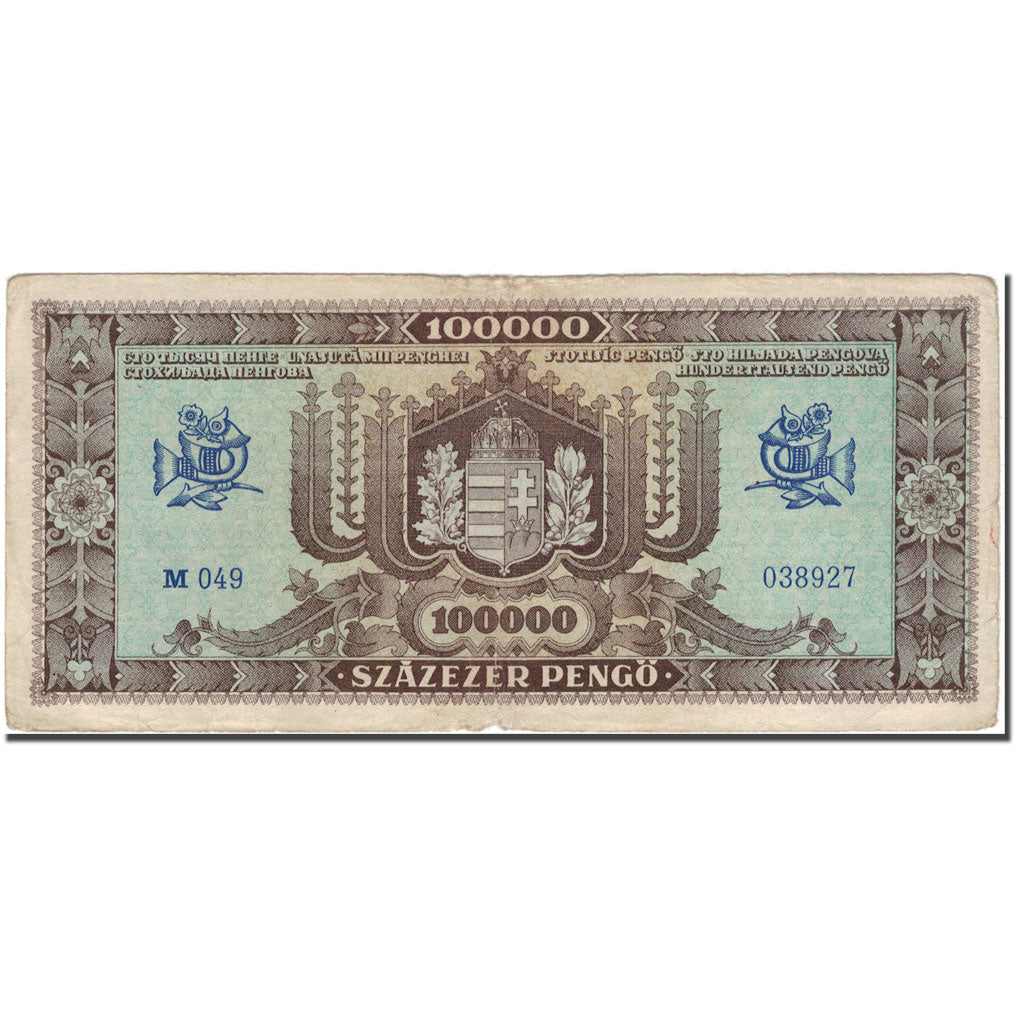 Banknote, Hungary, 100,000 Pengö, 1945-10-23, KM:121a, VF(20-25)