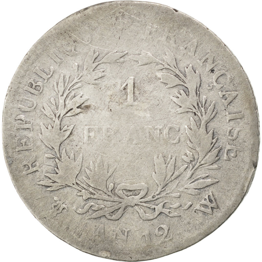 FRANCE, 1 Franc, 1803, Lille, KM #649.14, F(12-15), Silver, Gadoury #442, 4.76