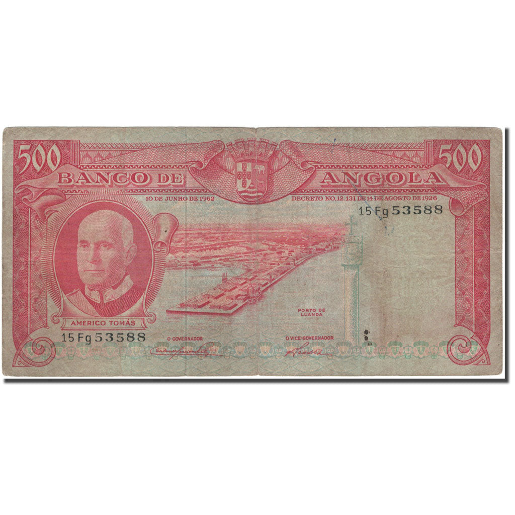 Banknote, Angola, 500 Escudos, 1962-06-10, KM:95, VF(20-25)
