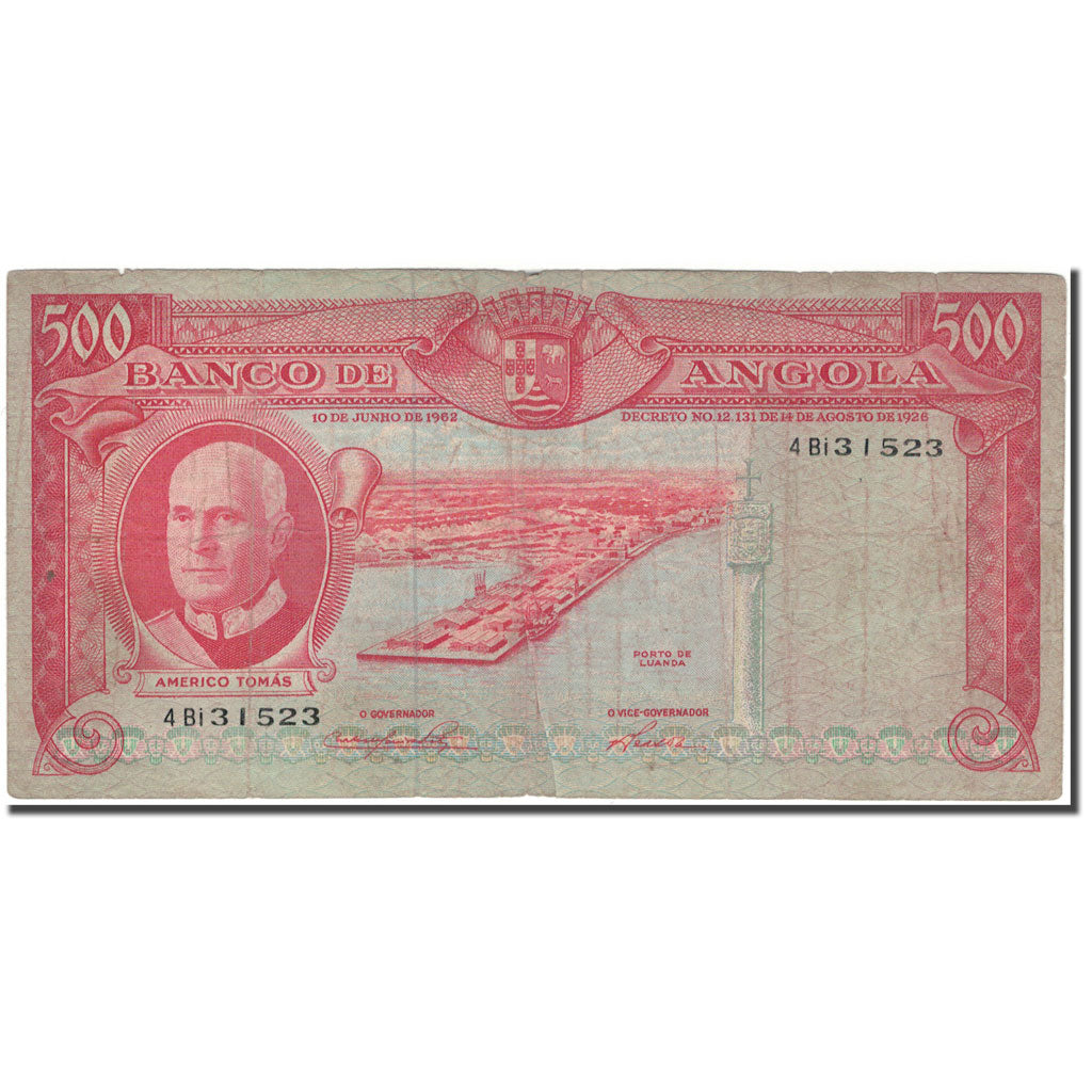 Banknote, Angola, 500 Escudos, 1962-06-10, KM:95, VF(20-25)