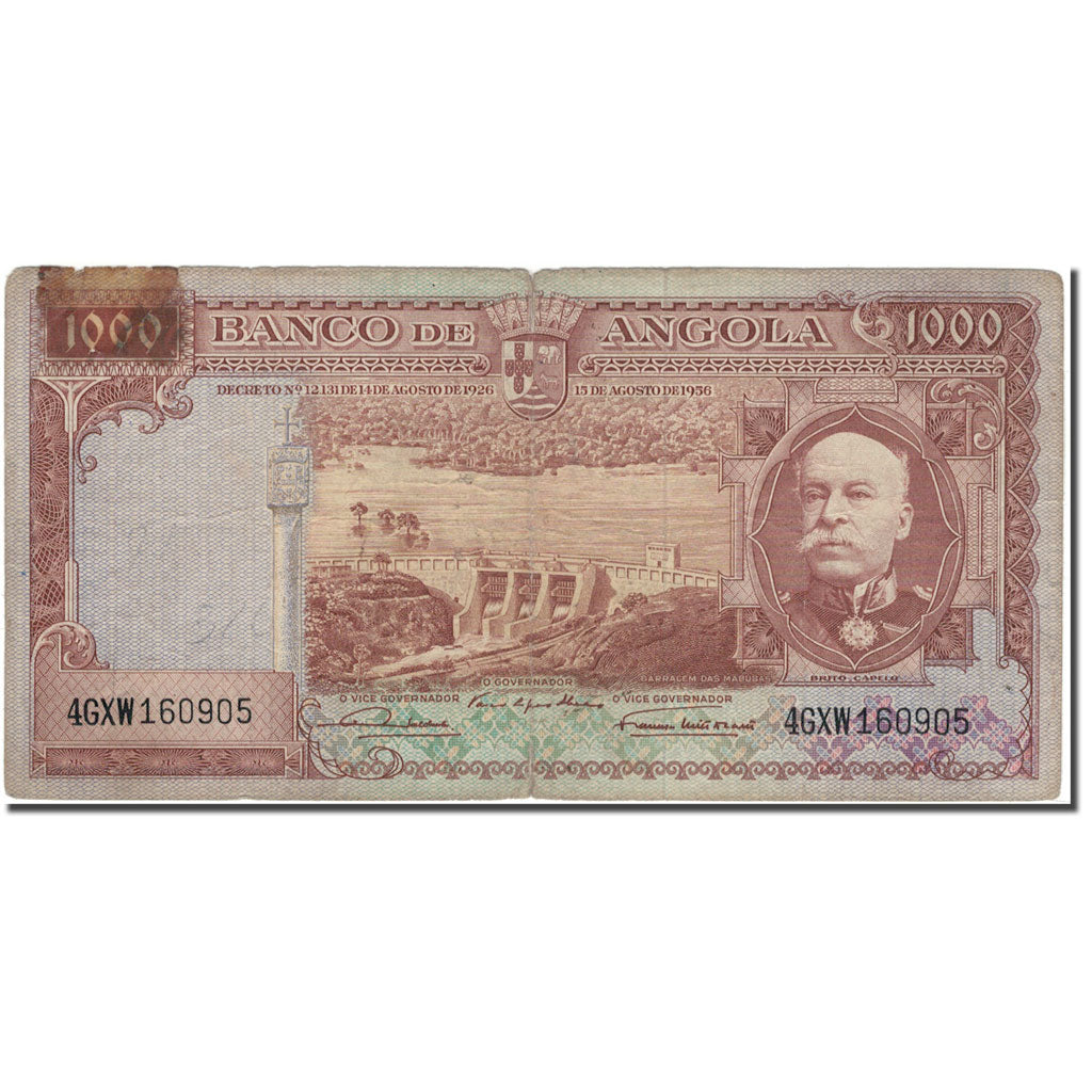Banknote, Angola, 1000 Escudos, 1956-08-15, KM:91, VG(8-10)