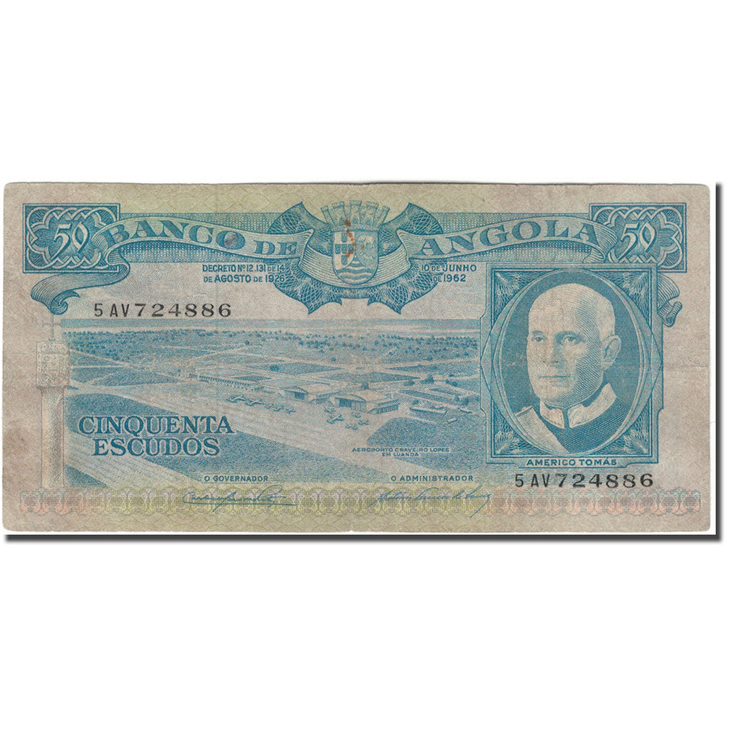 Banknote, Angola, 50 Escudos, 1962-06-10, KM:93, VF(20-25)