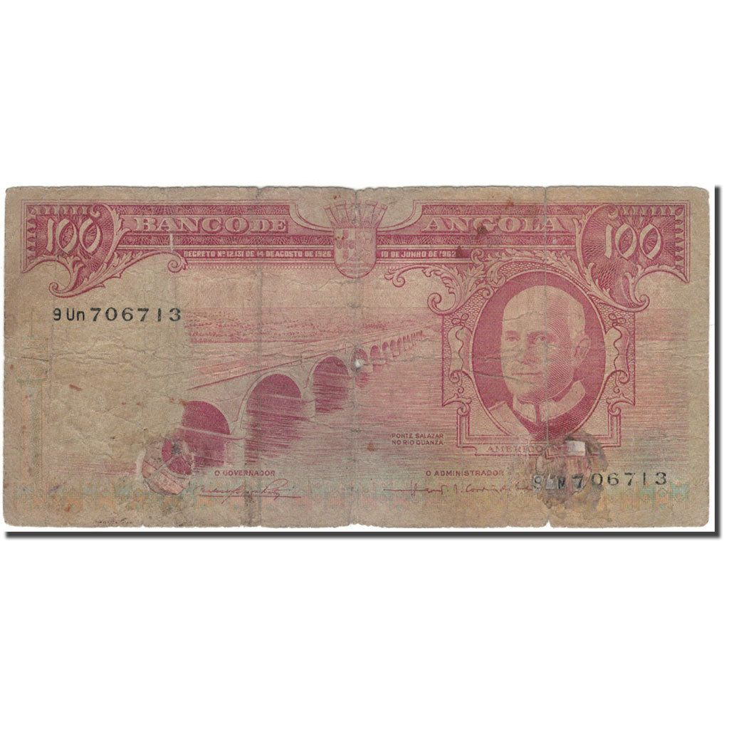 Banknote, Angola, 100 Escudos, 1962-06-10, KM:94, AG(1-3)