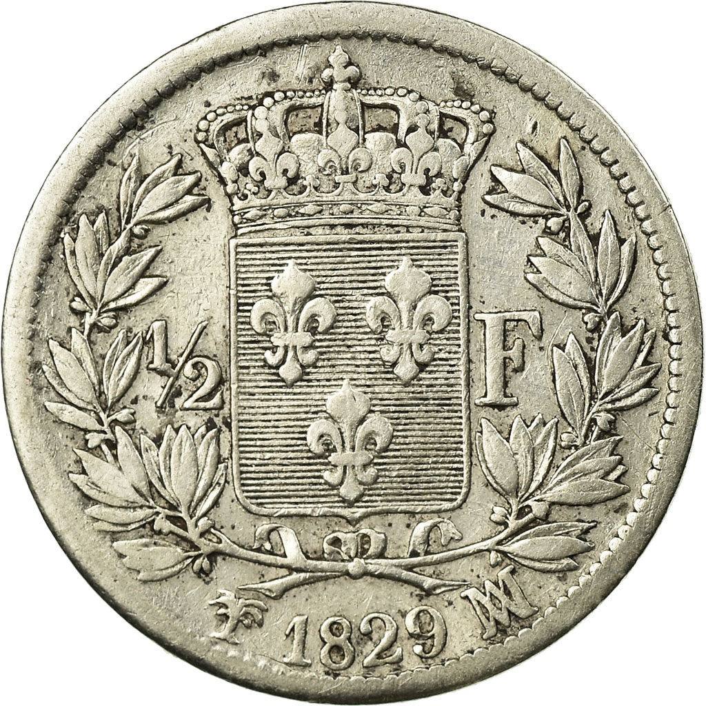 Coin, France, Charles X, 1/2 Franc, 1829, Paris, EF(40-45), Silver, KM:723.1