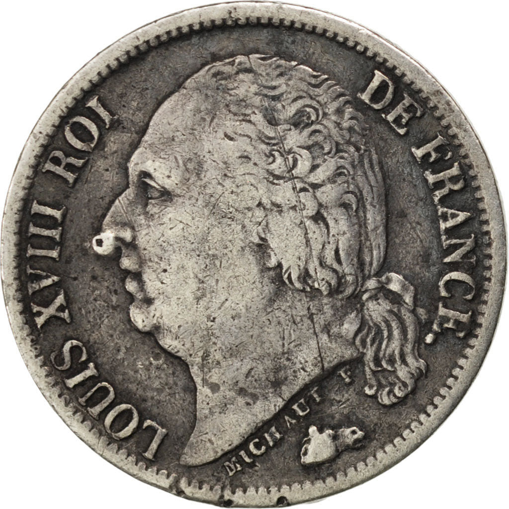 Louis XVIII, Second Gouvernement Royal, 1/2 Franc 1824 Paris, KM 708.1