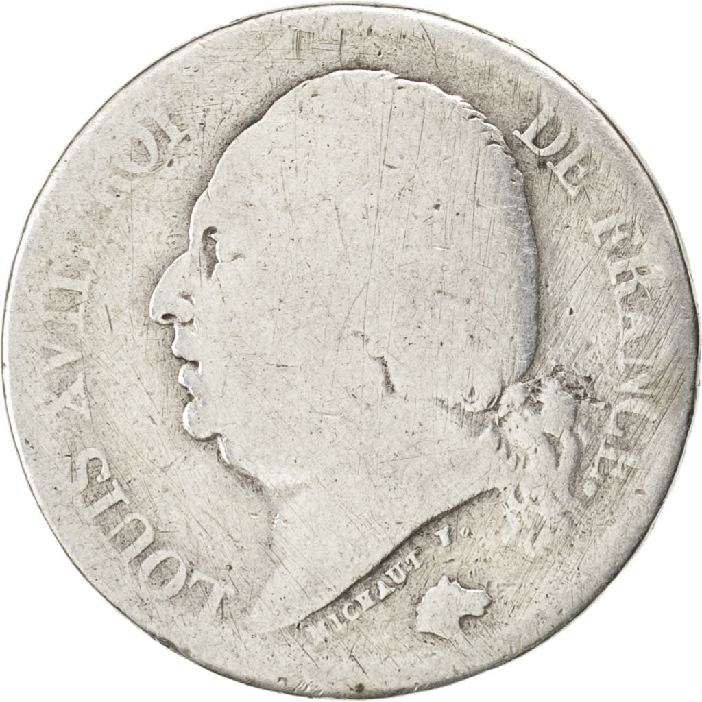 FRANCE, Louis XVIII, 2 Francs, 1824, Paris, KM #710.1, VG(8-10), Silver,...