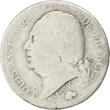 FRANCE, Louis XVIII, 2 Francs, 1824, Paris, KM #710.1, VG(8-10), Silver,...