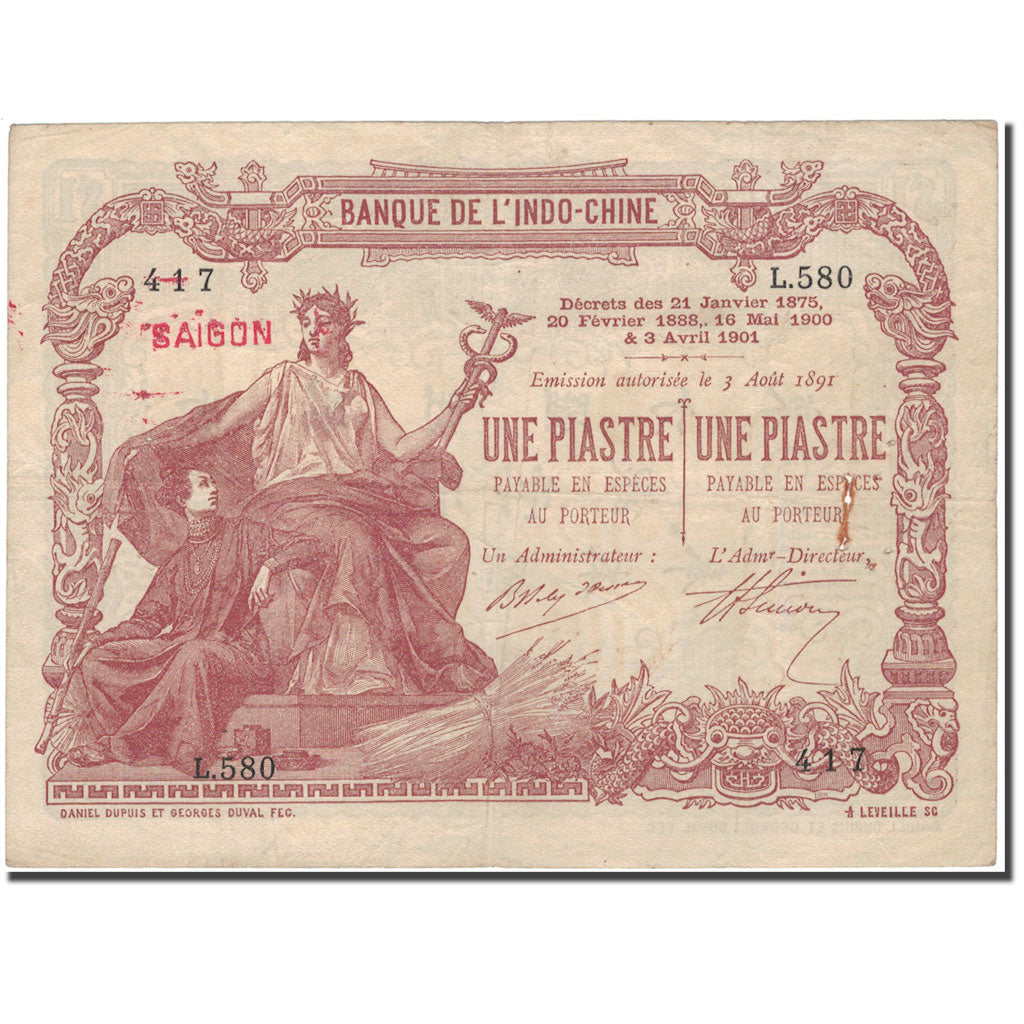 Banknote, FRENCH INDO-CHINA, 1 Piastre, KM:34b, EF(40-45)