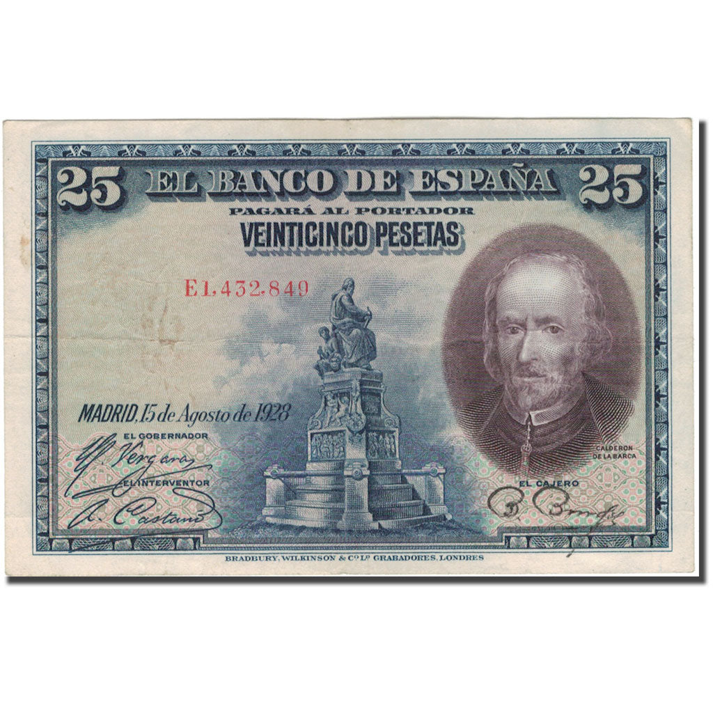 Geldschein, Spanien, 25 Pesetas, 1928-08-15, KM:74b, SS