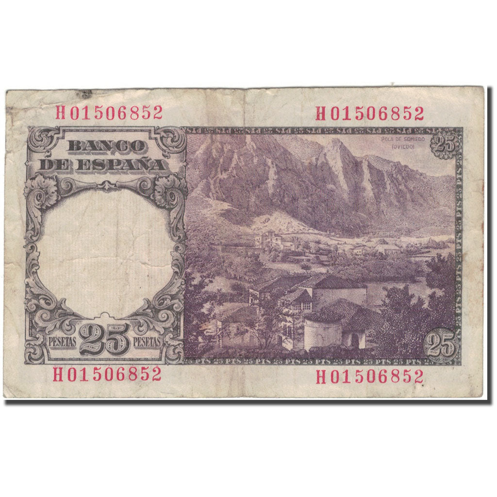 Banknote, Spain, 25 Pesetas, 1946-02-19, KM:130a, VF(20-25)