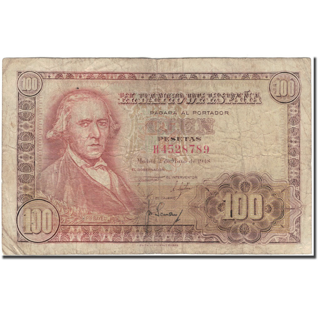 Banknote, Spain, 100 Pesetas, 1948-05-02, KM:137a, F(12-15)