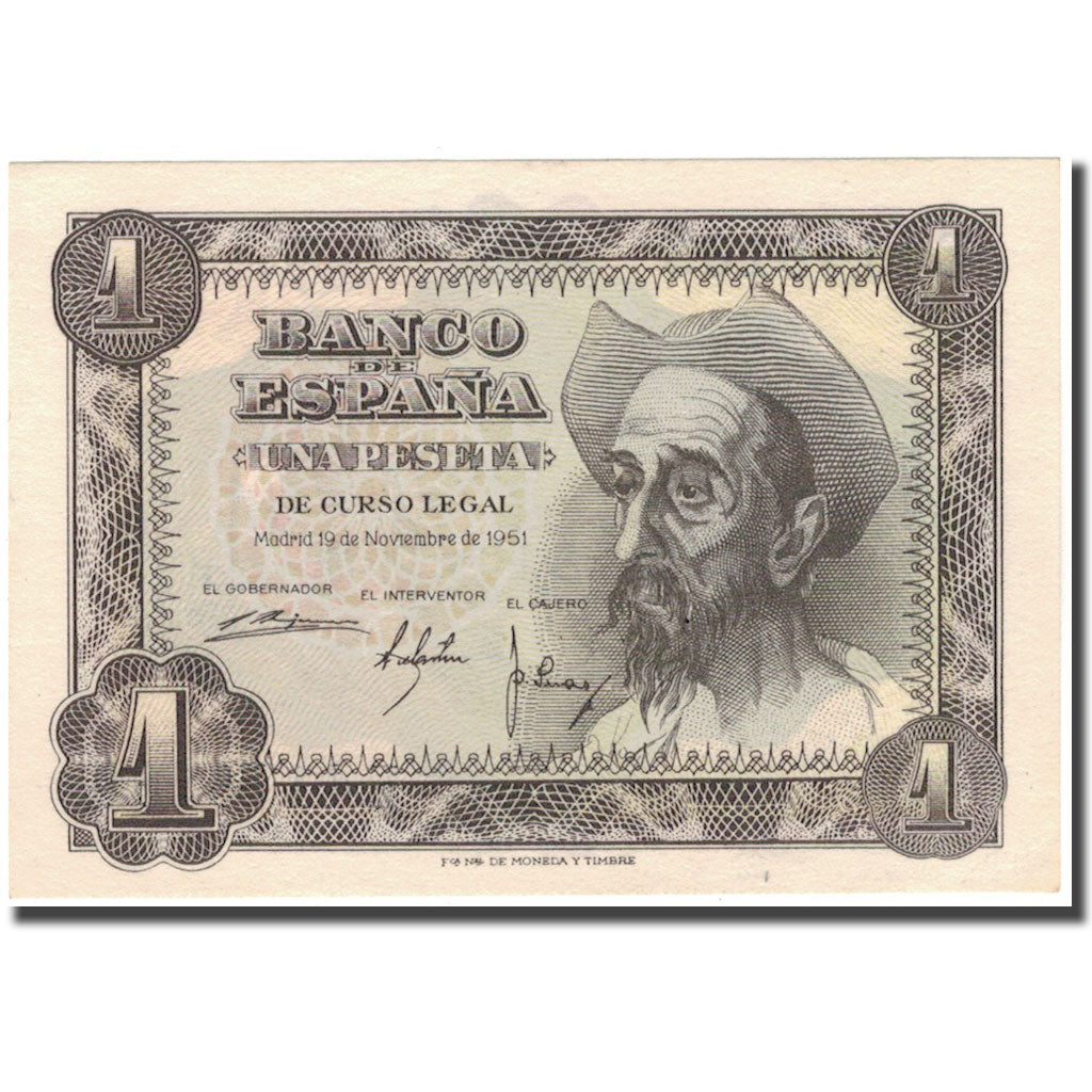 Banknote, Spain, 1 Peseta, 1951-11-19, KM:139a, UNC(63)
