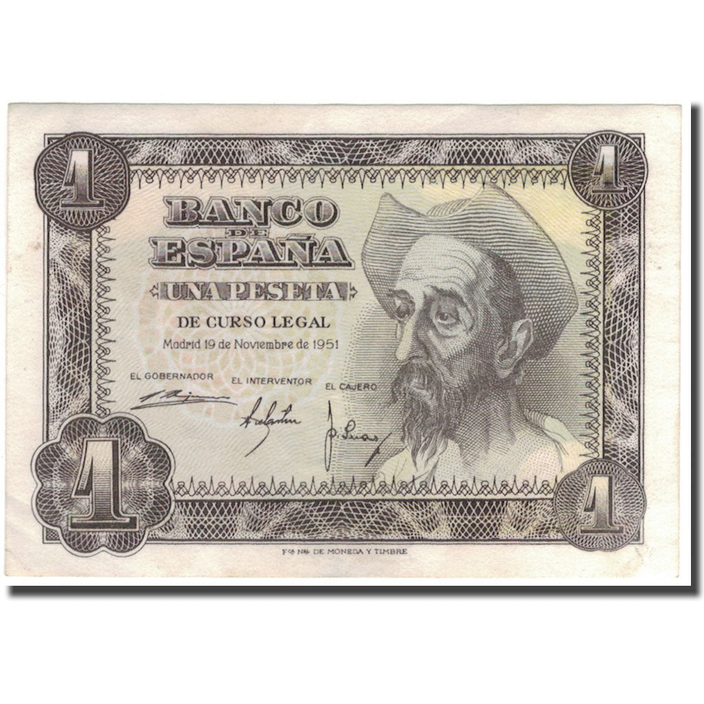Banknote, Spain, 1 Peseta, 1951-11-19, KM:139a, AU(55-58)