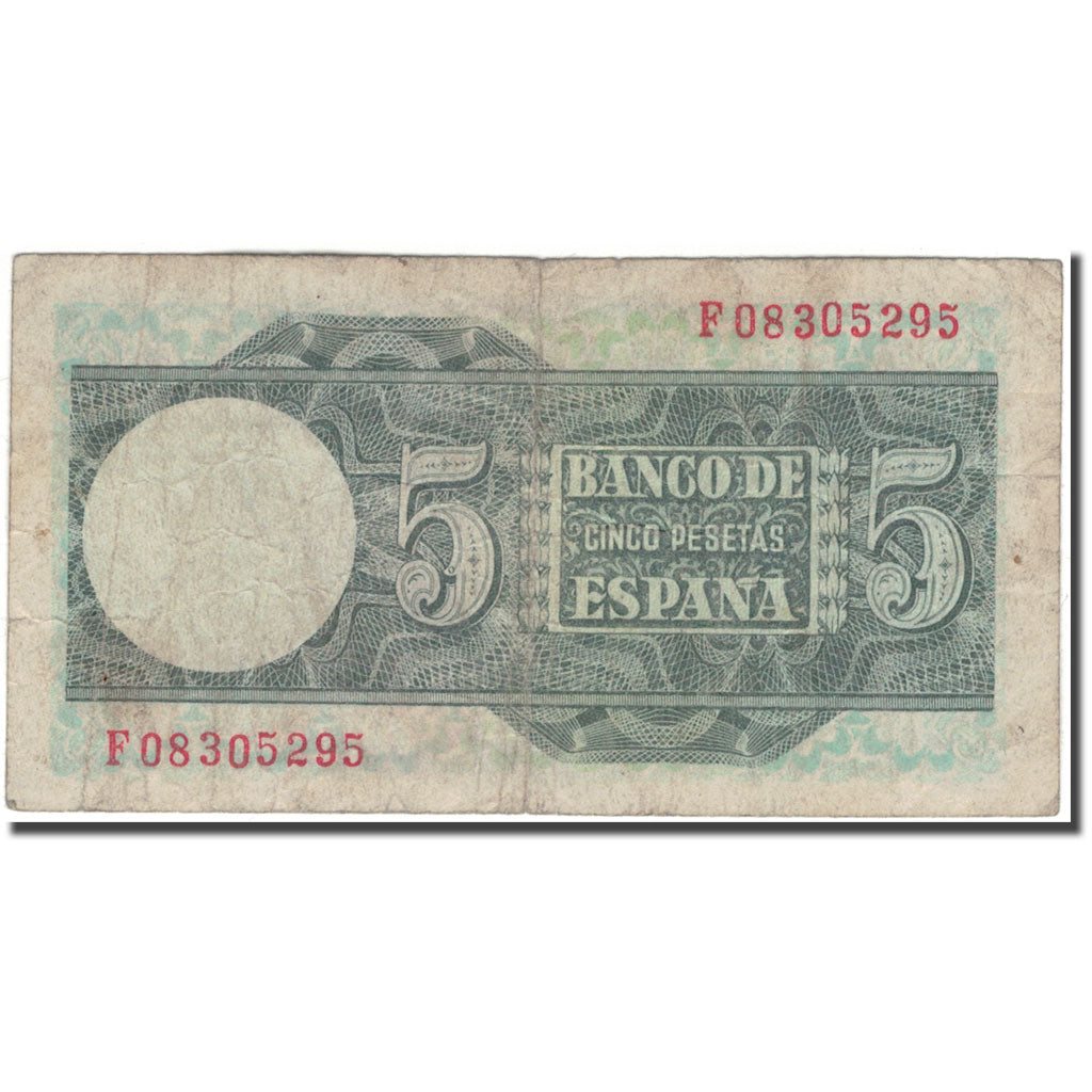 Banknote, Spain, 5 Pesetas, 1948-03-05, KM:136a, VF(20-25)