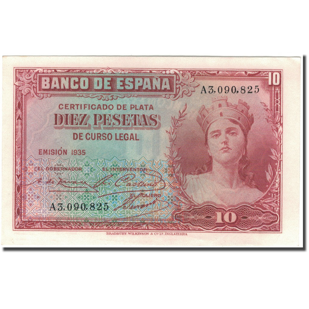 Geldschein, Spanien, 10 Pesetas, 1935, KM:86a, UNZ-