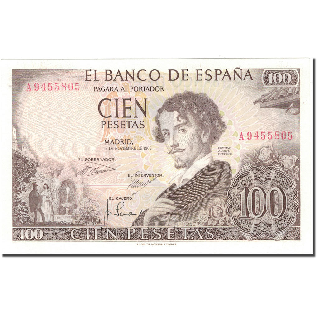 Banknote, Spain, 100 Pesetas, 1965, 1965-11-19, KM:150, UNC(65-70)