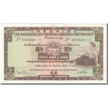 Banknote, Hong Kong, 5 Dollars, 1975, 1975-03-31, KM:181f, UNC(63)