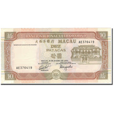 Banknote, Macau, 10 Patacas, 1991, 1991-07-08, KM:65a, UNC(60-62)