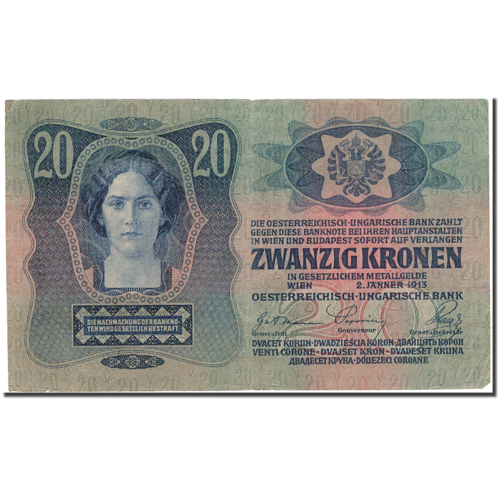 Banknote, Austria, 20 Kronen, 1913, KM:13, EF(40-45)